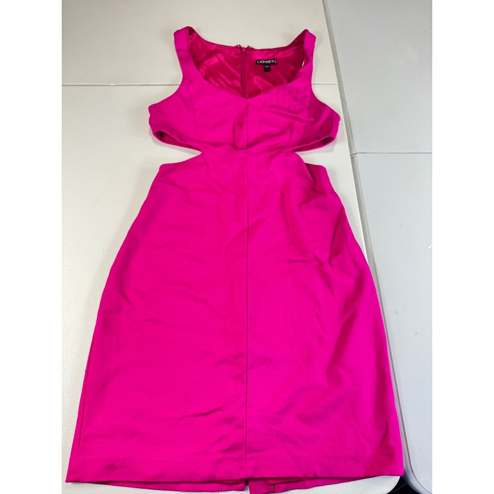 Express Vibrant Pink Cutout Midi Dress
